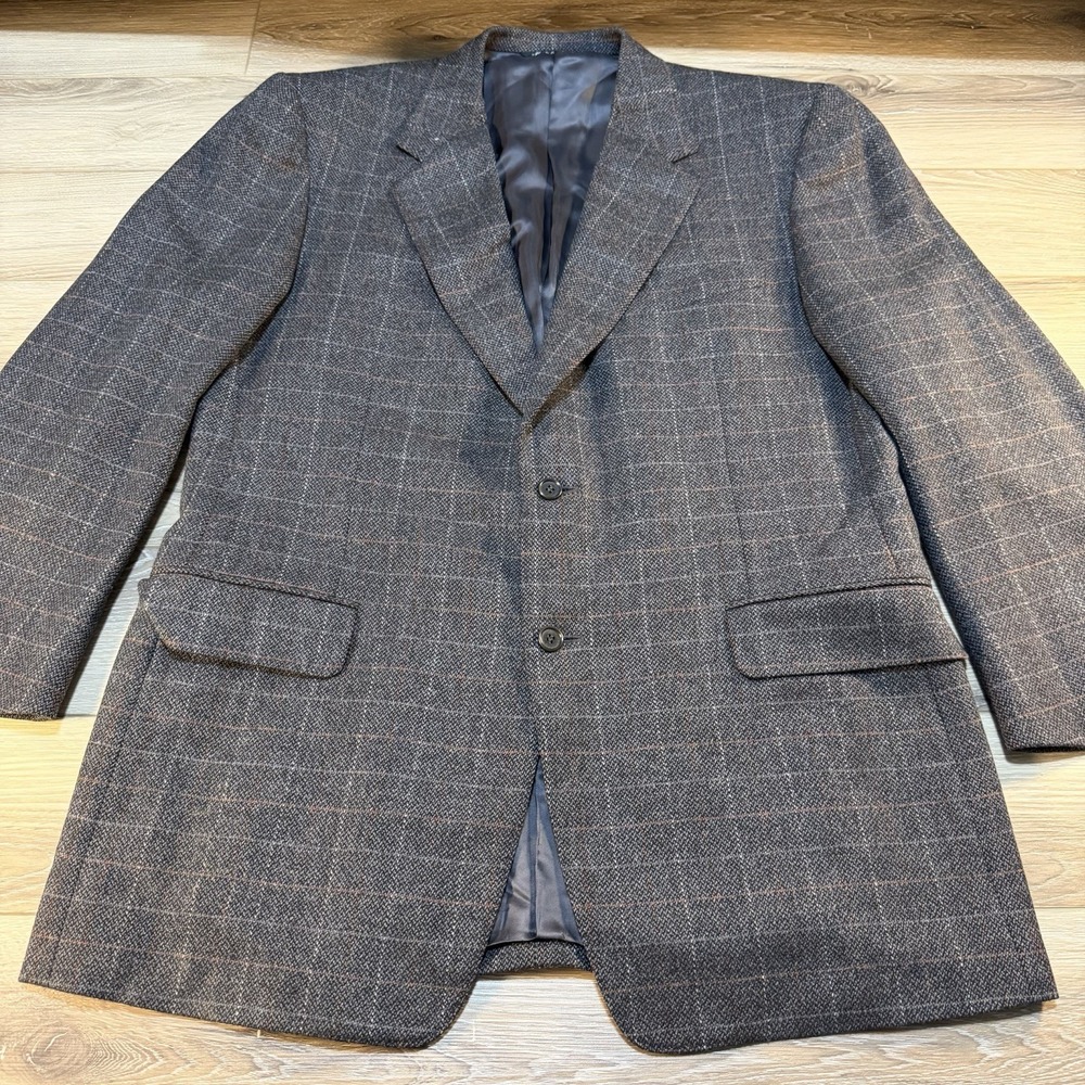 Canali Blazer Mens 54 Gray Plaid 100% Virgin‎ Wool Dual Vented
